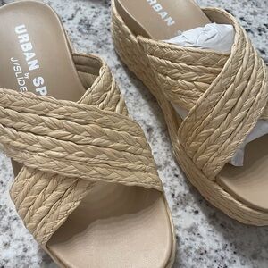 J Slides Beige Woven Espadrilles